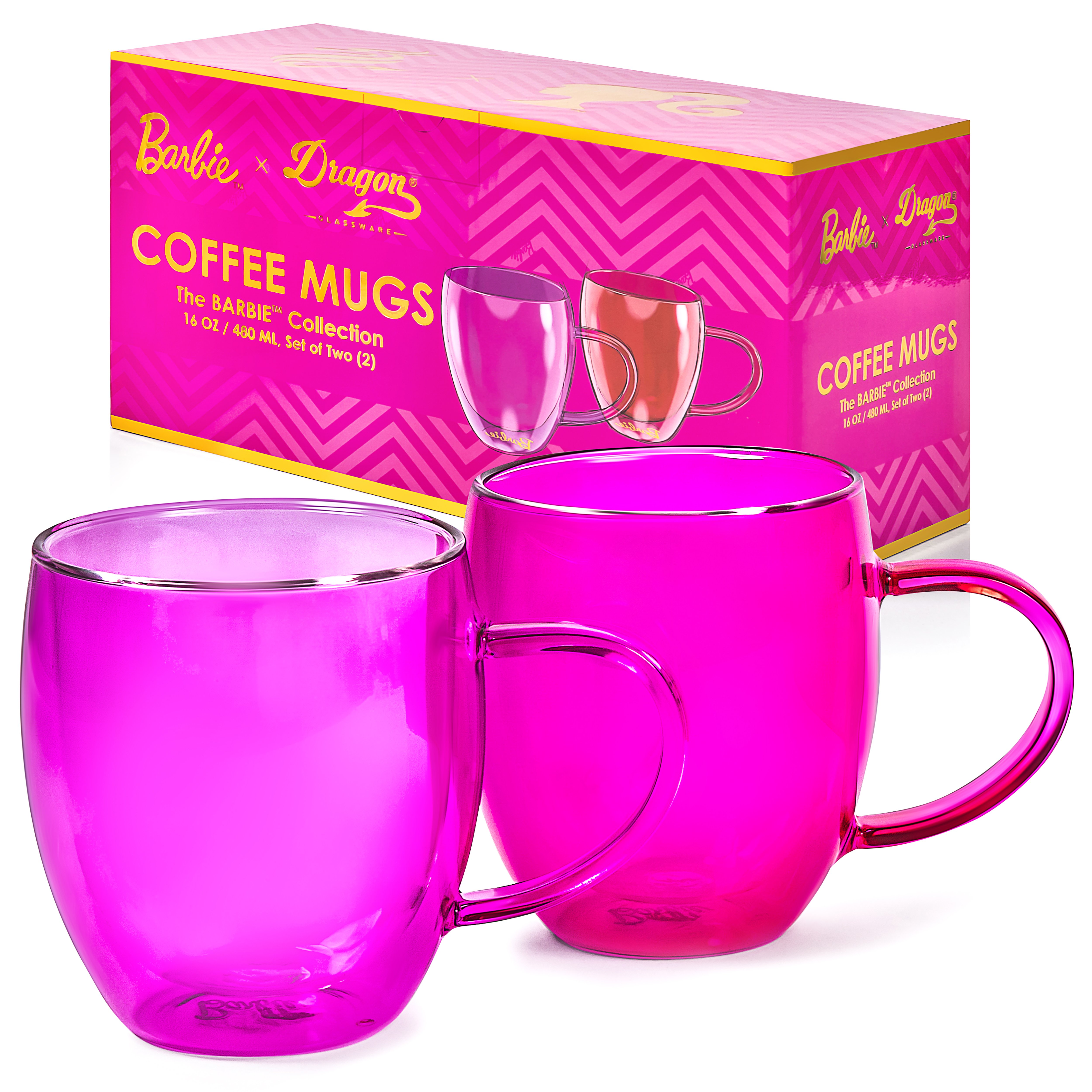 BARBIE™ X DRAGON GLASSWARE® COFFEE MUGS Press Coverage Ready Product