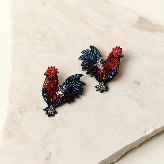 GAMECOCK STUD EARRINGS RED MULTI