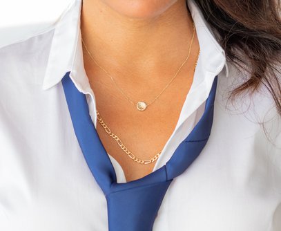 Stella Solid Gold Disc Necklace