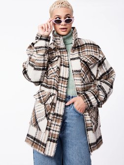 Plaid Utility Cocoon Coat