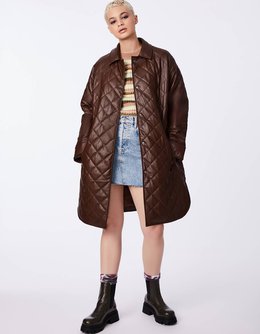 Quilted Vegan Leather Coat